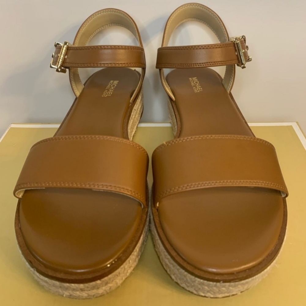 Brand New Michael Kors Richie Espadrill Nappa Faux Leather Sandals